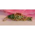 Vintage Cloisonne Enamel Articulated Fish Pendant Green & Gold Tone Koi lot #7